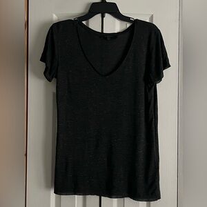 All Saints Black Flutter Sleeve Fitted T-Shirt
